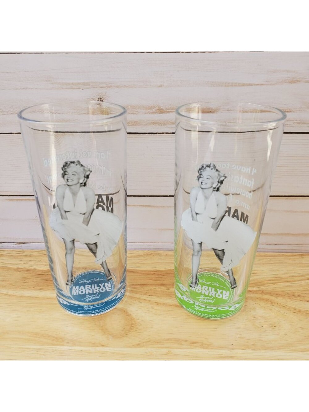 Marilyn Monroe Highball Glasses Set Of 2 Iconic Quotes Hollywood Seven Year Itch